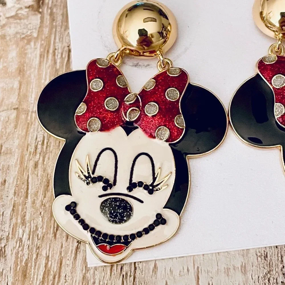 NWT Gorgeous BAUBLEBAR Disney Minnie mouse head/face drop long colorful earrings